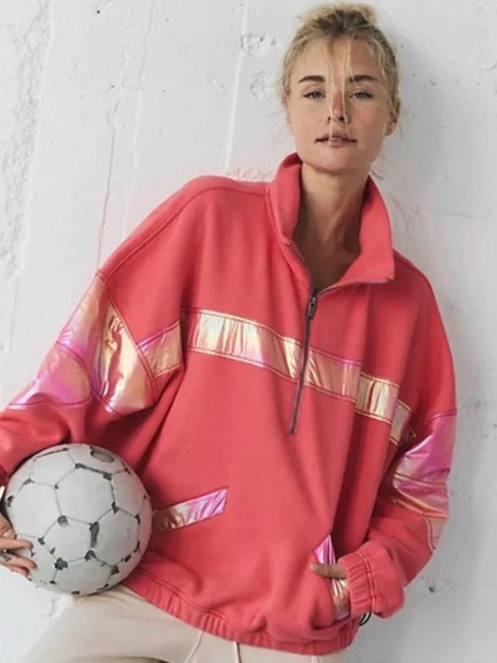 Free People Movement Away We Go Half Zip Sweatshirt- SMALL (oversized)